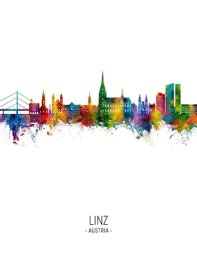 Linz Austria Skyline #74 Digital Art by Michael Tompsett