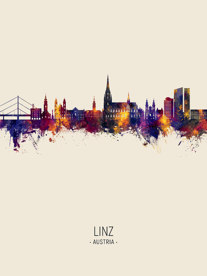 Linz Austria Skyline #75 Digital Art by Michael Tompsett