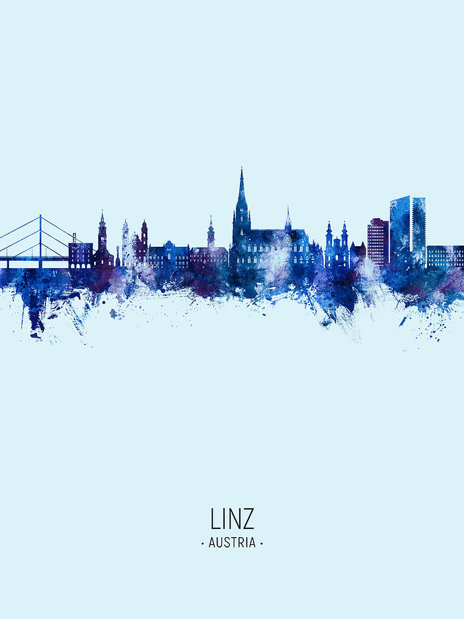 Linz Austria Skyline #76 Digital Art by Michael Tompsett