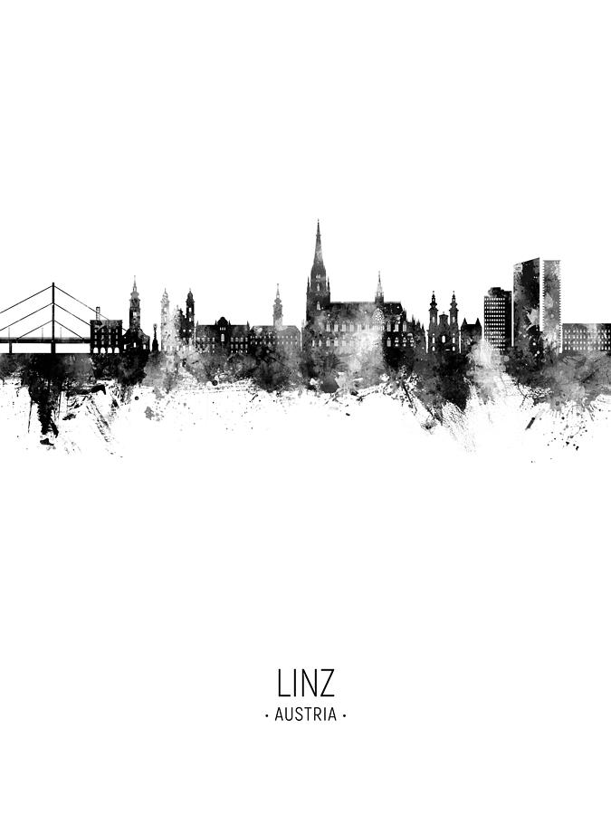 Linz Austria Skyline #78 Digital Art by Michael Tompsett