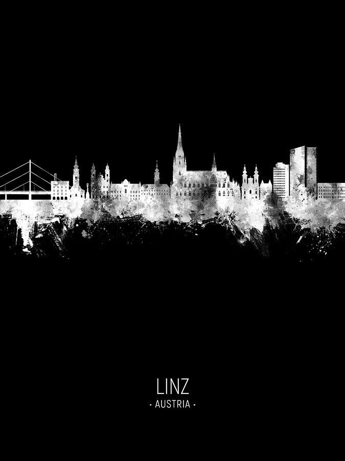 Linz Austria Skyline #79 Digital Art by Michael Tompsett