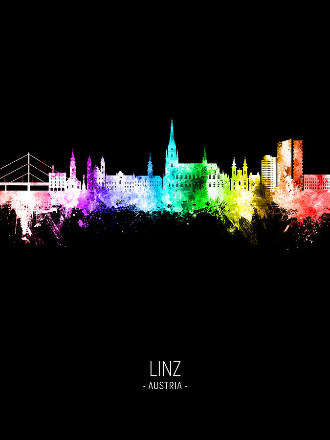 Linz Austria Skyline #80 Digital Art by Michael Tompsett