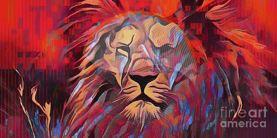 Lion Abstract Animal Artwork - 3 Digital Art by Philip Preston