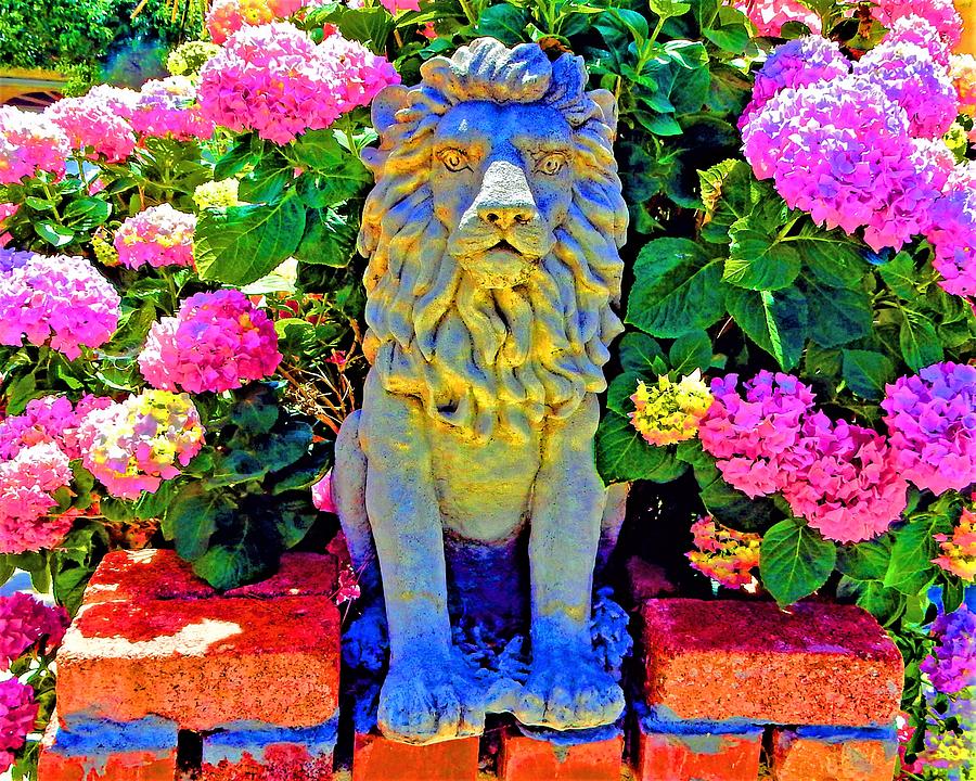 Lion Among The Flowers Photograph by Andrew Lawrence