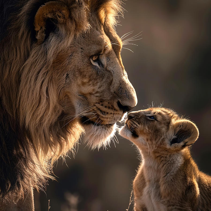 Lion And Cub Tender Moment Digital Art by Athena Mckinzie