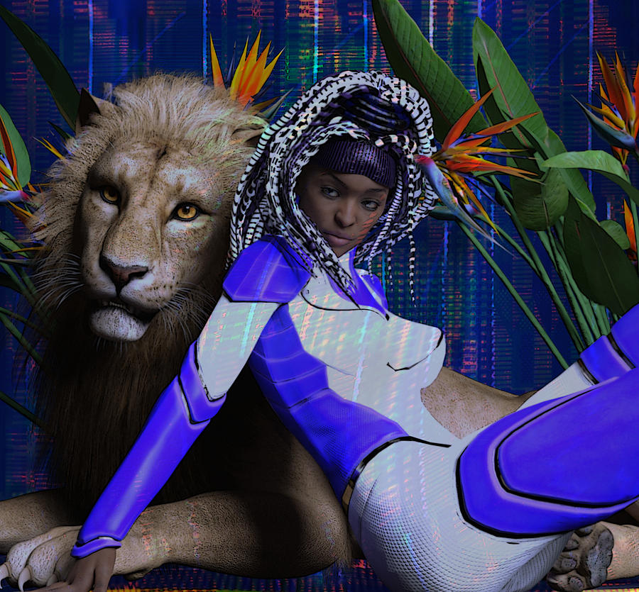Lion and Lady 2 Digital Art by Suzanne Silvir