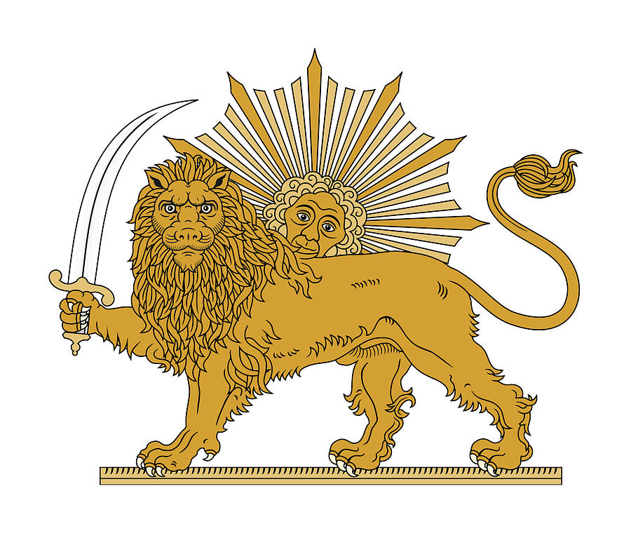 Lion And Sun Emblem With Sword And Tilted Sun Digital Art By A Z - Fine ...