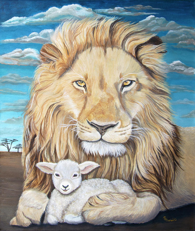Lion and the Lamb Painting by Stacy Garvin Fine Art America