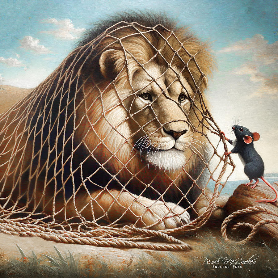 Lion And The Mouse Mixed Media by Pennie McCracken
