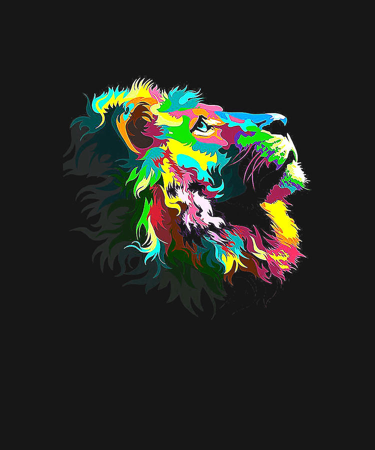 Lion Art Funny Colorful Lion Head Watercolor Design Drawing by DHBubble ...