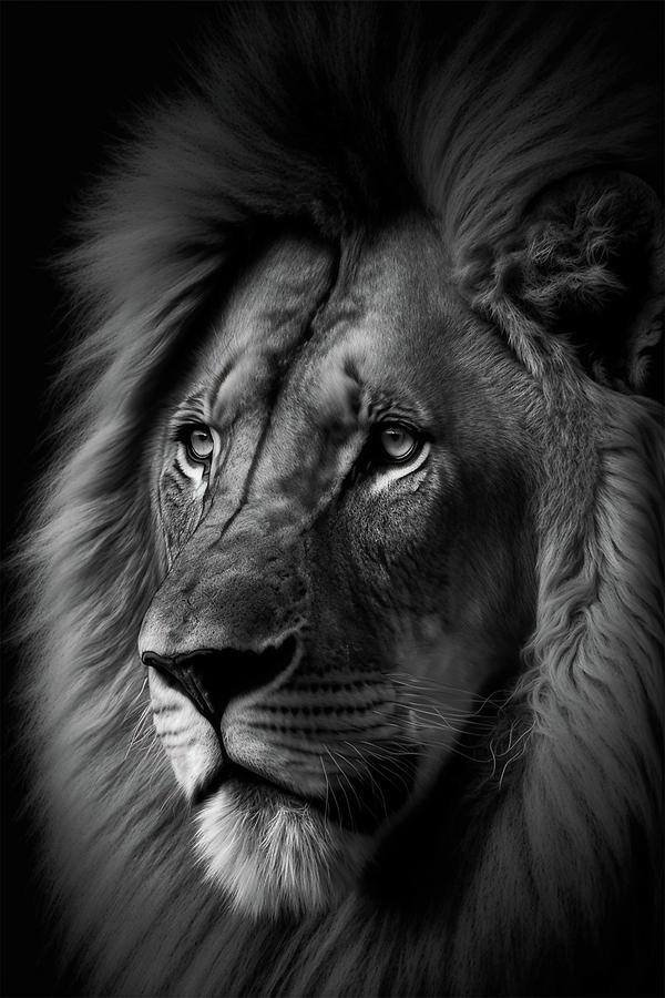 Lion Black and White Digital Art by Michael Danilov - Fine Art America