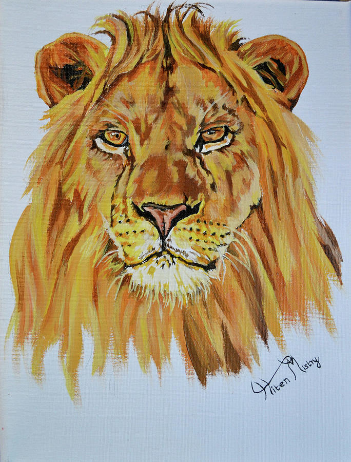 Lion canvas painting Painting by Hiten Mistry Fine Art America