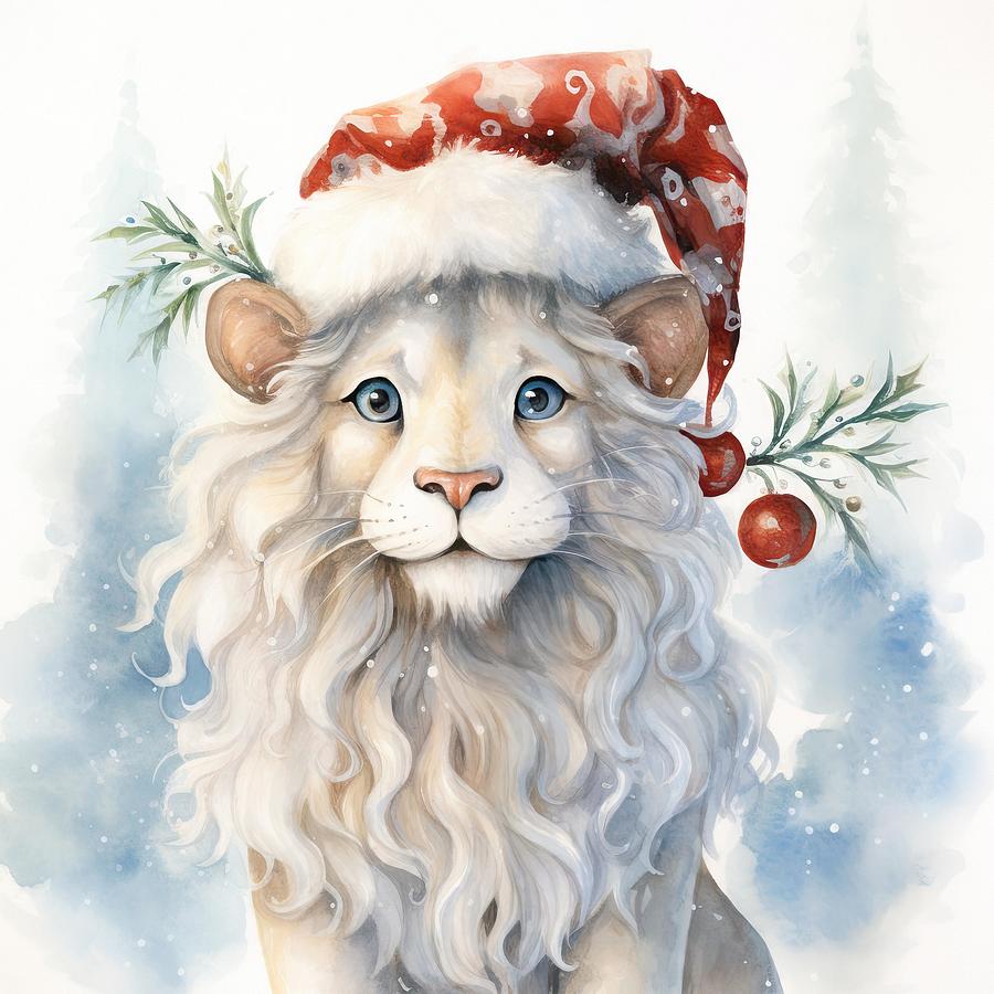 Cat Digital Art - Lion Cub Christmas by Lisa S Baker