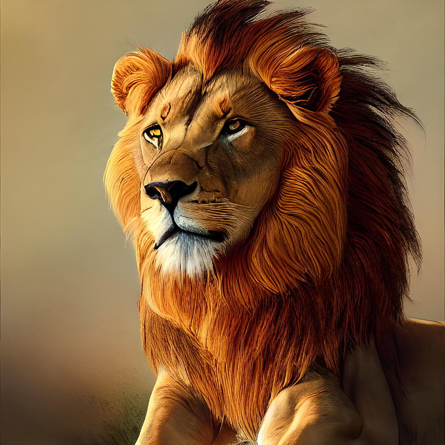 Lion dynamic in vibrant lighting Digital Art by Licensed art - Fine Art ...