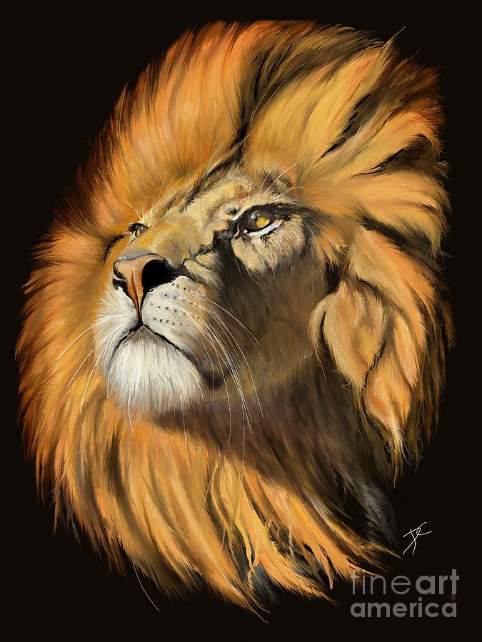 Lion face 2 Digital Art by Darren Cannell