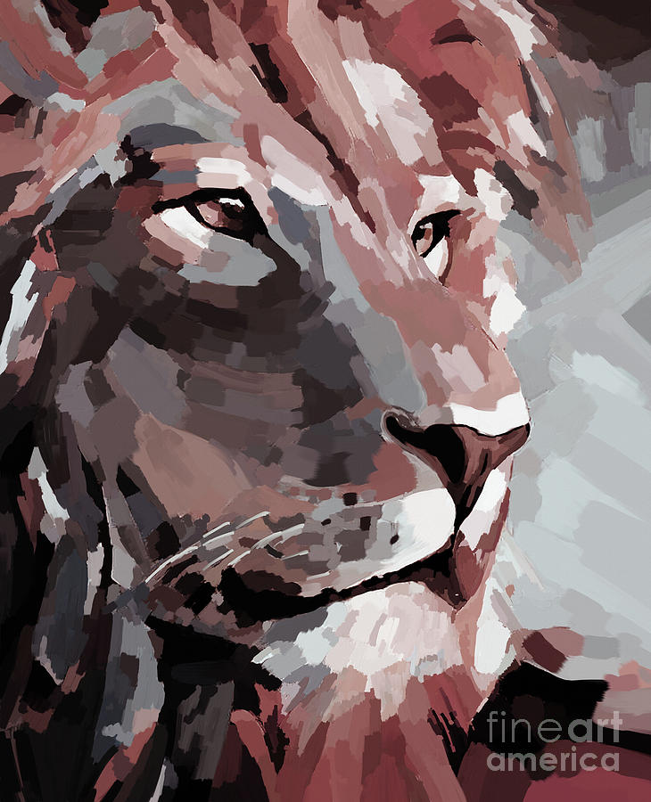 Lion face 989z Painting by Gull G