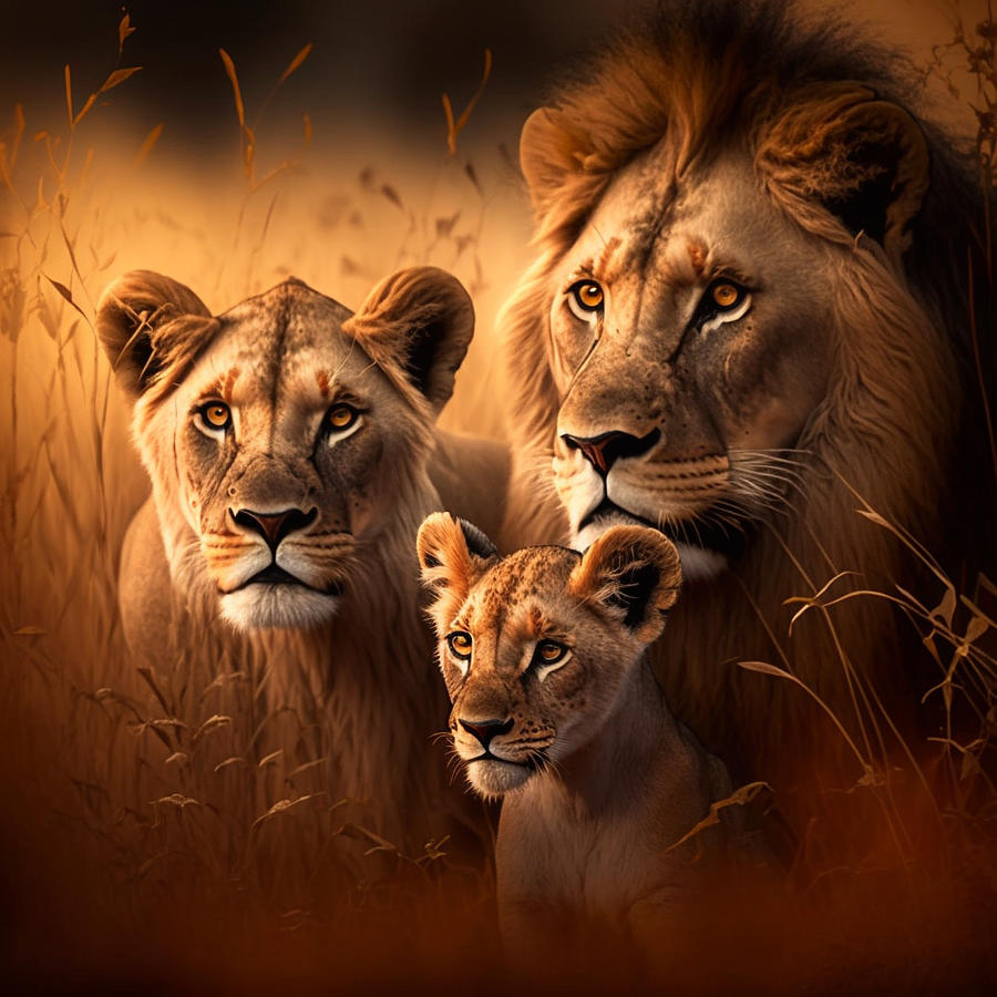 Lion family poster Digital Art by Gene P - Fine Art America