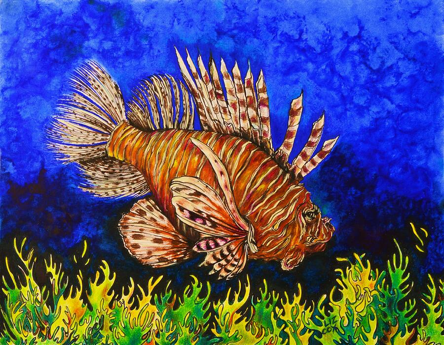 Lion Fish Mixed Media by Elizabeth Cox