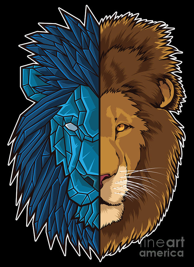 Nature Digital Art - Lion Geometry King of Jungle Africa Sahara by Mister Tee