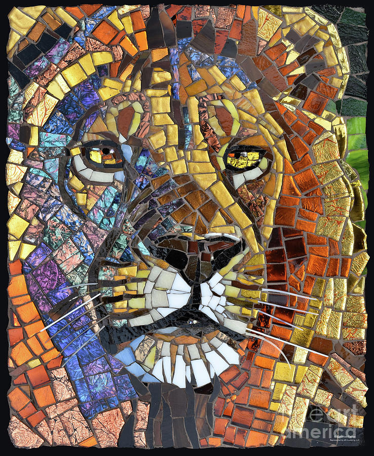 Lion Glass Mosaic Painting by Cynthie Fisher
