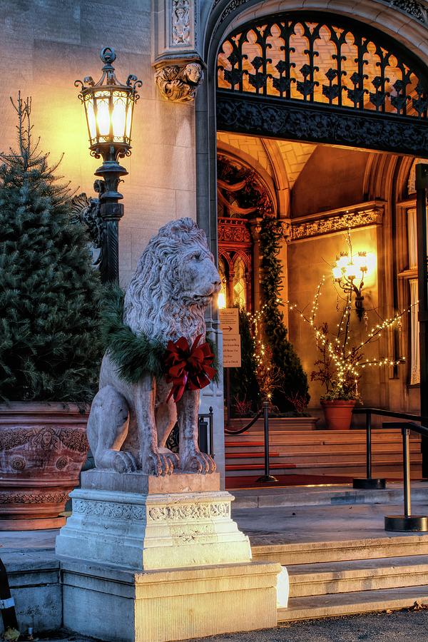 Lion Guarding the Castle at Christmas Time Photograph by Carol Montoya