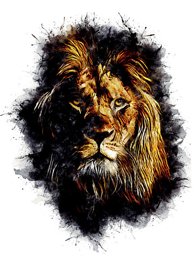 illustrative lion head painting
