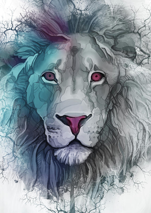 Lion Head Monochrome Digital Art