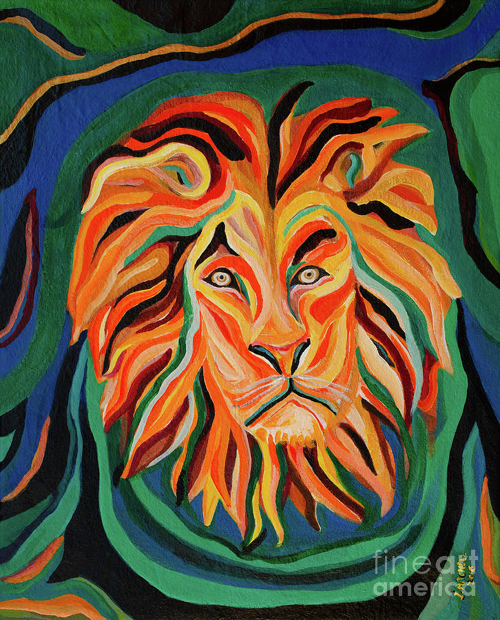 Lion Head - revisd Painting by Ida Mitchell