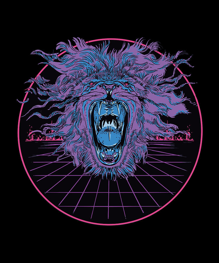 Lion head Vaporwave colorful japanese art lions Digital Art by Norman W ...