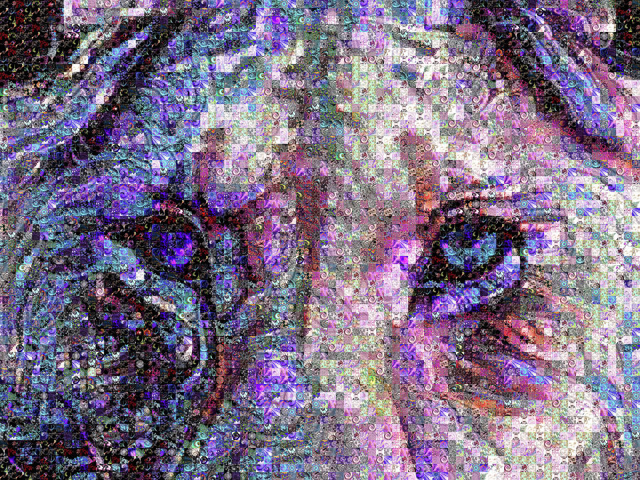 Lion in Fractal Mosaic Digital Art by Susan Maxwell Schmidt