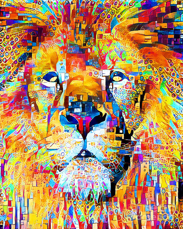 Lion King of The Jungle In Comtemporary Vibrant Happy Color Motif 20200430 Photograph by Wingsdomain Art and Photography