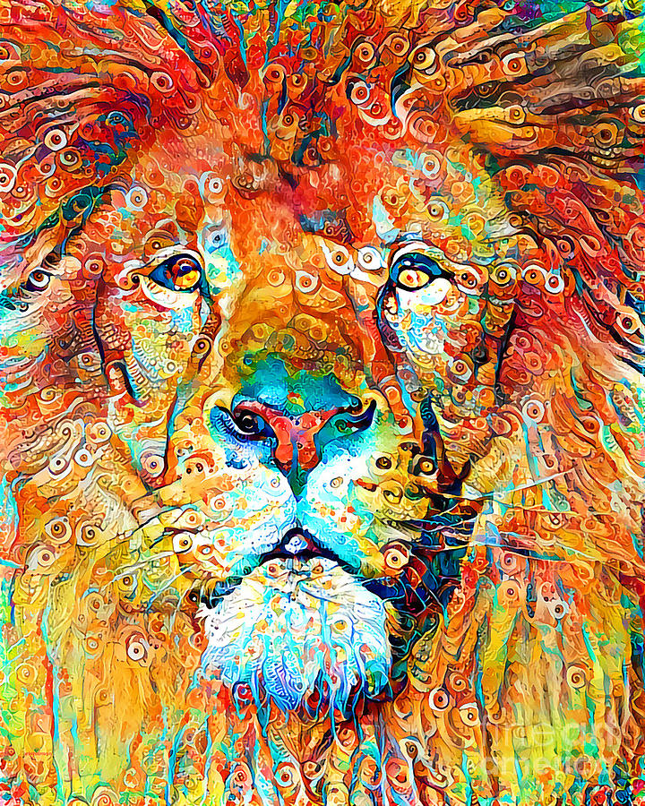 Lion King of The Jungle In Vibrant Abstract Colors 20200423 Photograph by Wingsdomain Art and Photography