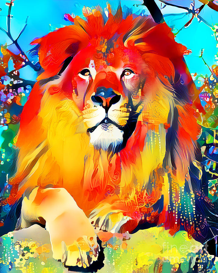 Lion King of The Jungle in Vibrant Contemporary Art 20210715 Photograph by Wingsdomain Art and Photography