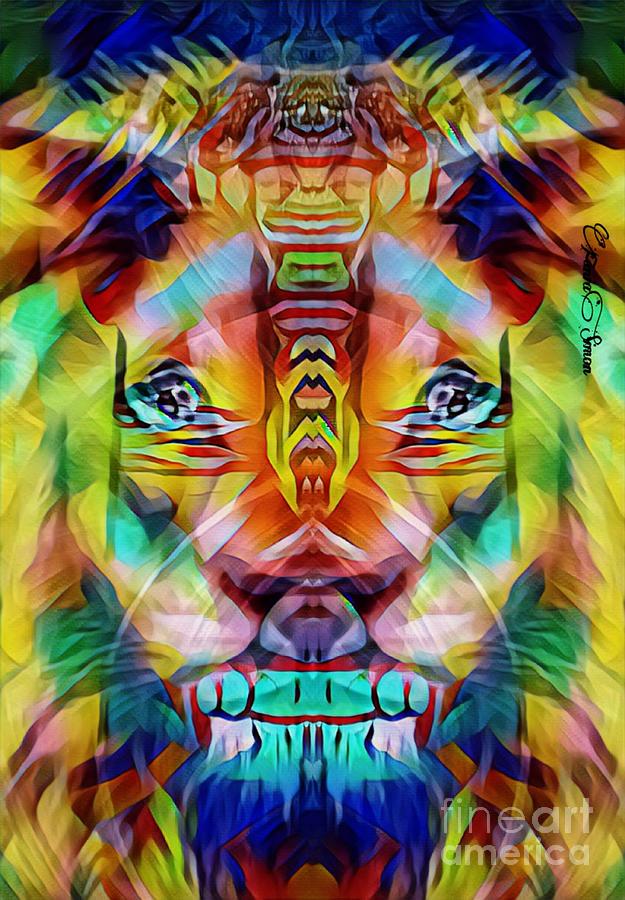 Lion Man-King Mixed Media by Fania Simon