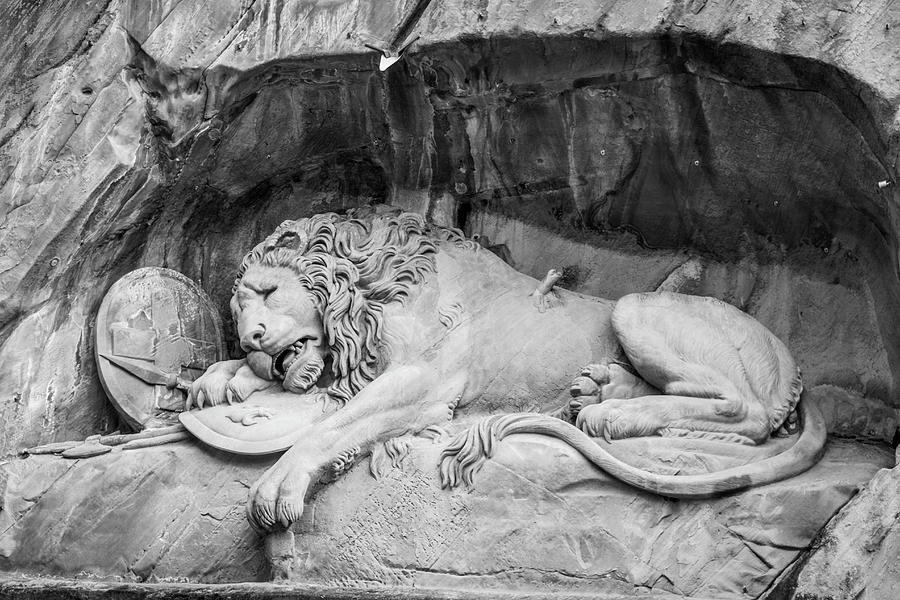 Lion Monument B W Photograph by Teresa Mucha