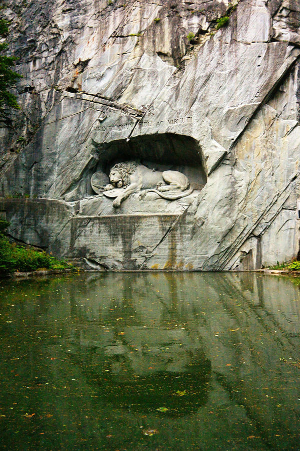 Lion Photograph - Lion Monument of Lucerne by Two Small Potatoes Lion Photograph - Lion Monument of Lucerne by Two Small Potatoes
