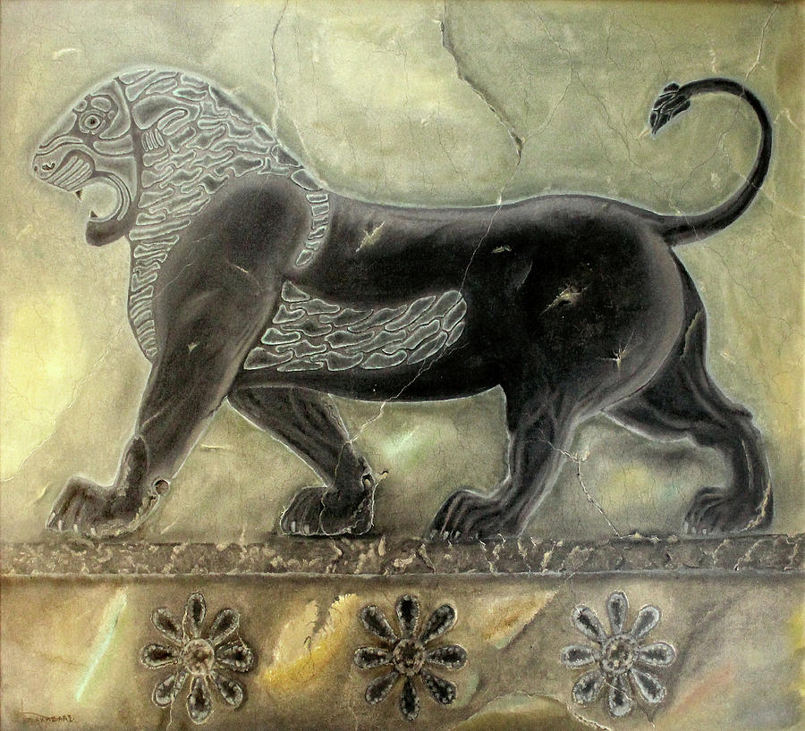 Lion of Achaemenid Painting by Mehran Akhzari