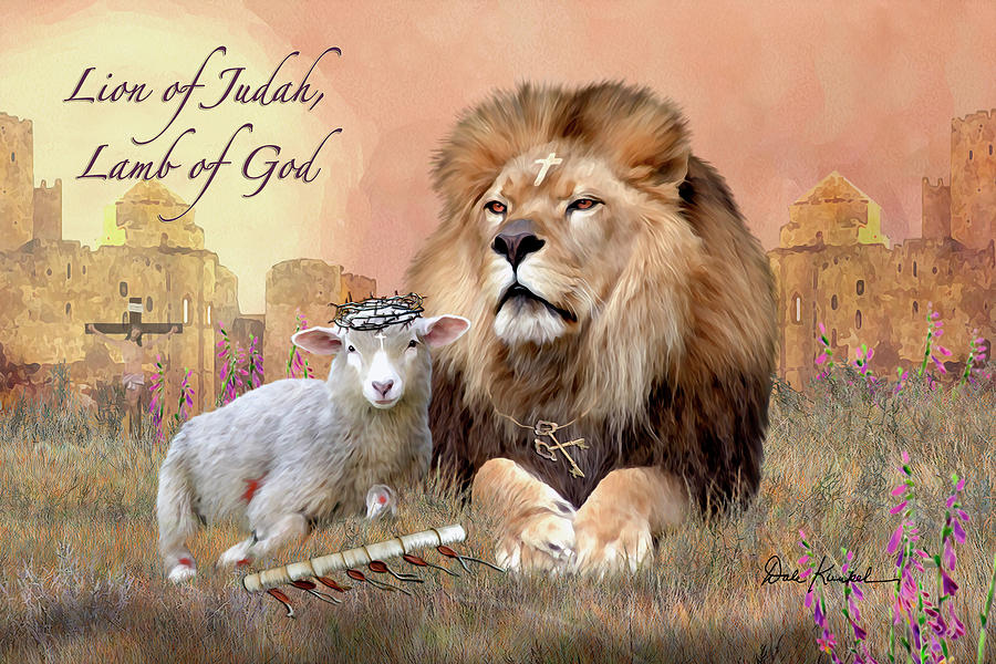 Lion of Judah Art - Lion of Judah Lamb of God Painting by Dale Kunkel Art -  Pixels