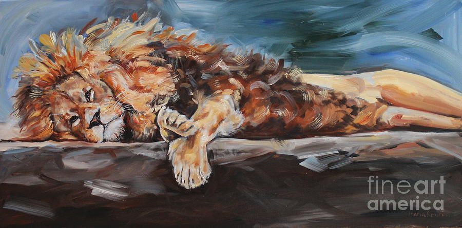 Lion Oil Painting Painting by Maria Reichert