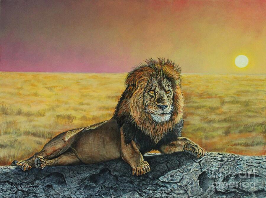 Lion on the Serengeti Painting by Bob Williams