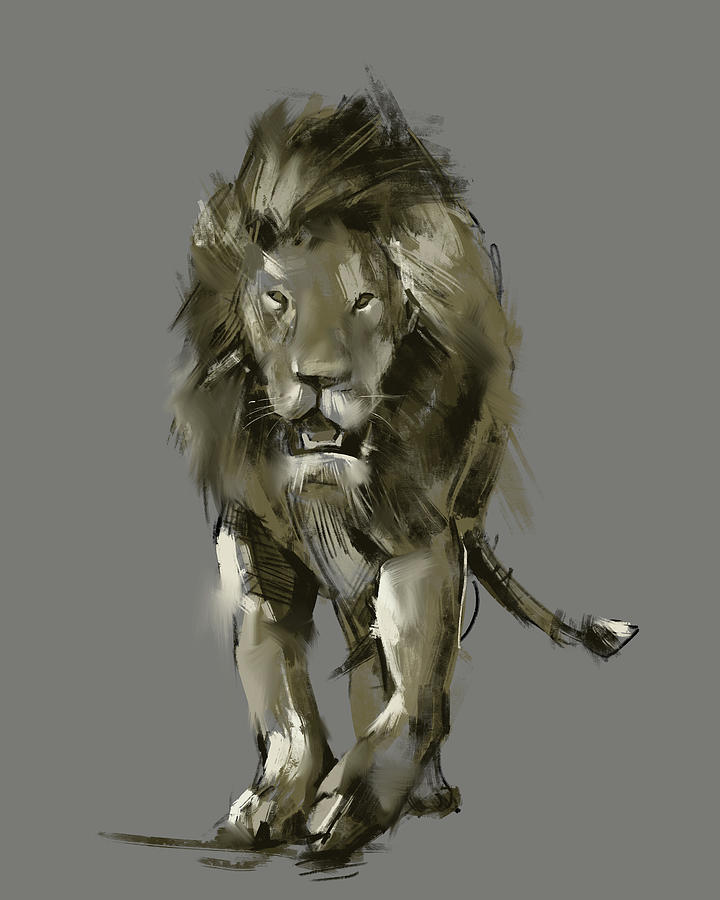 Lion Pop Art Grey Digital Art