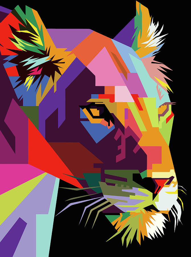 Lion Pop Art Wpap Digital Art By Ahmad Nusyirwan