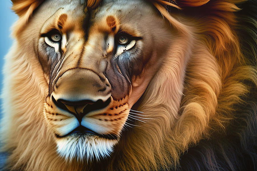 Wildlife Painting - Lion Portrait by Manjik Pictures