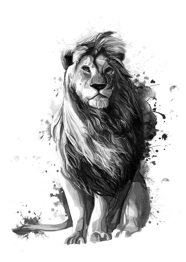 Lion Proud Bw Digital Art by Bekim M