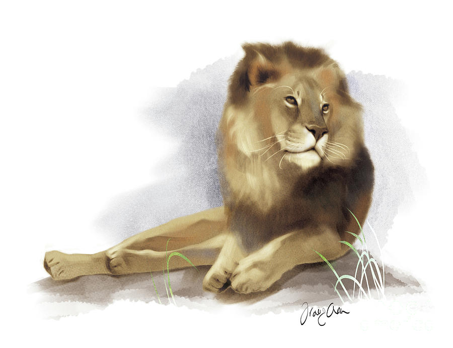 Lion, Relaxed Majesty Painting by Tracy Herrmann