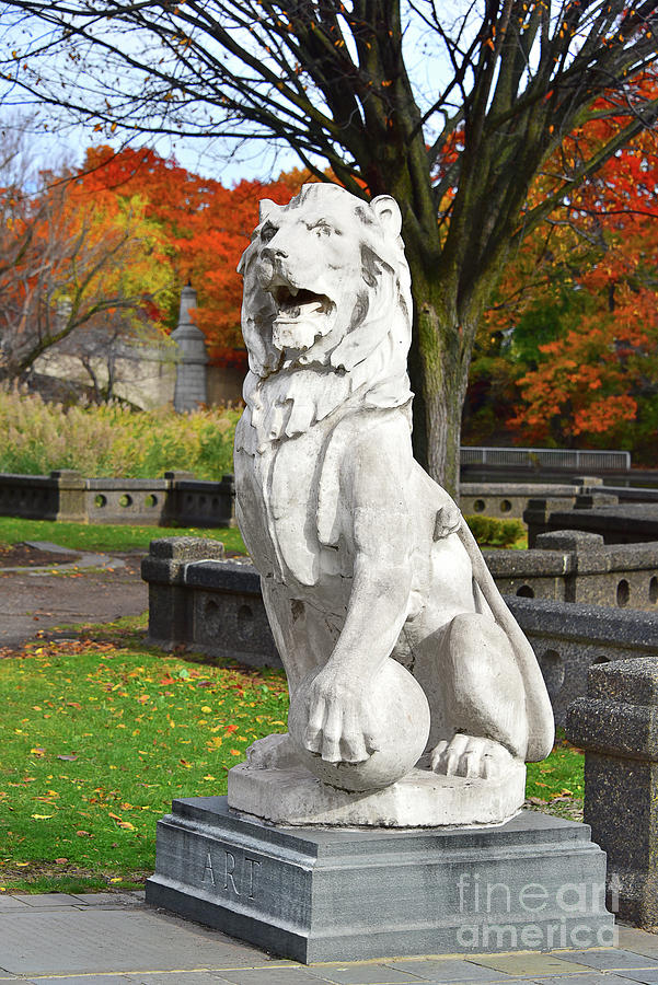 Lion Sculpture Branch Brook Park Autumn Photograph