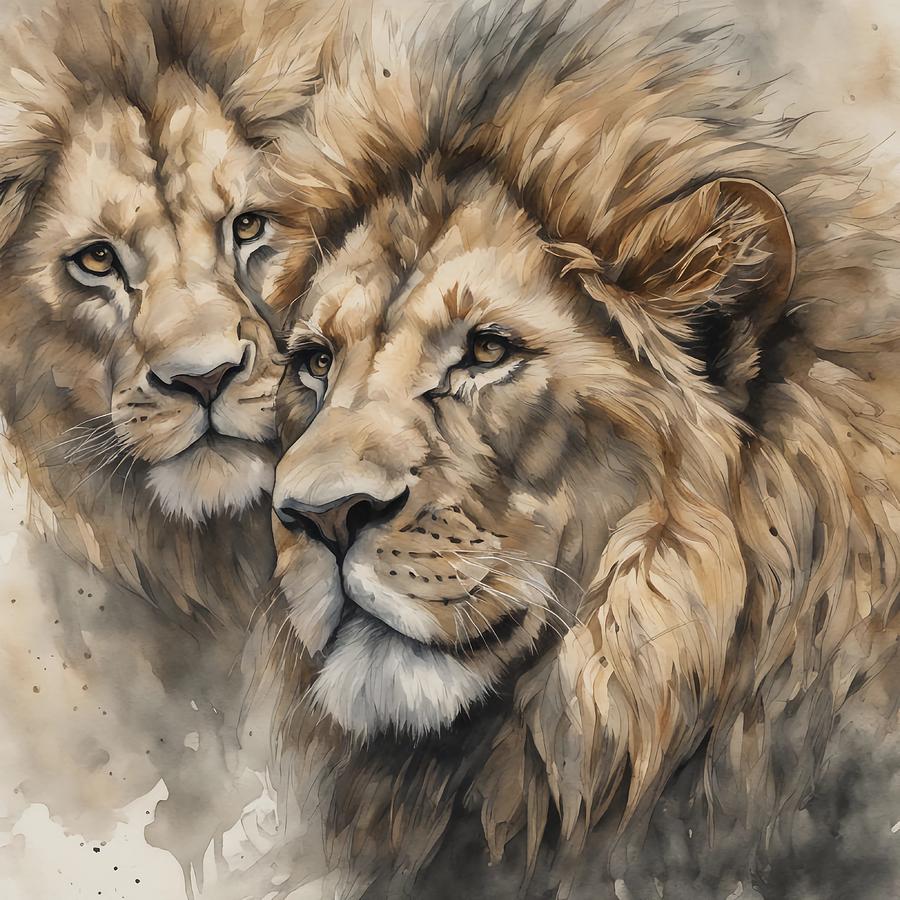 LION WATERCOLOR 2 ai Digital Art by Dreamz - - Fine Art America