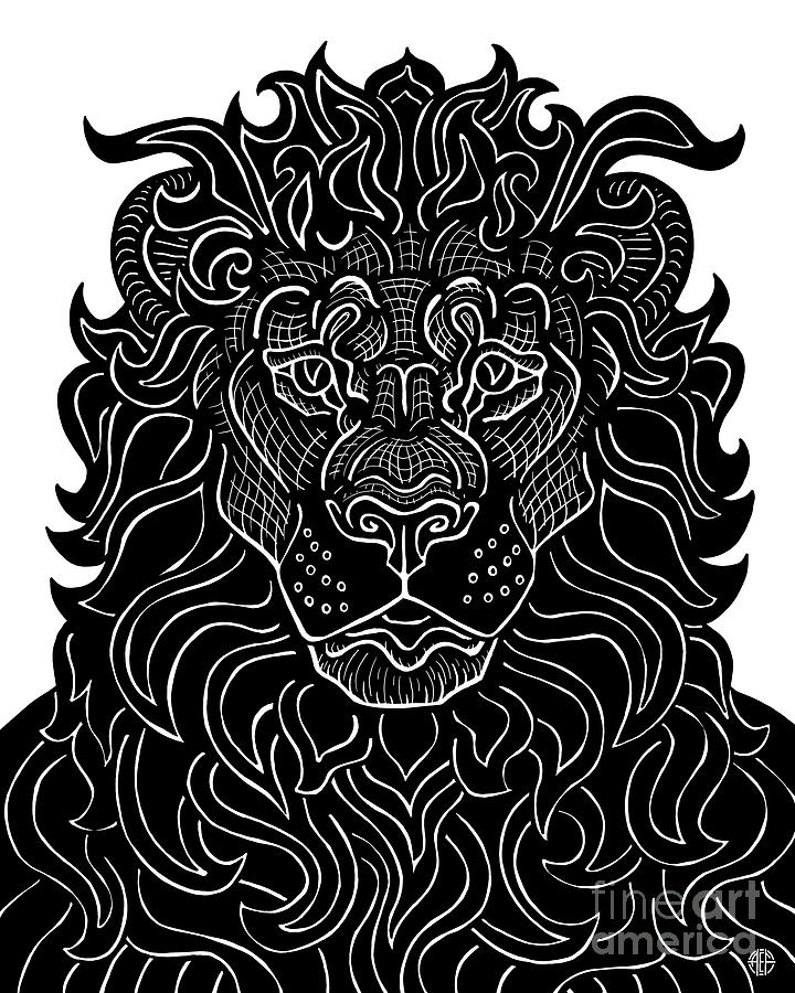 Lion. Wild Animal Ink 6  Drawing by Amy E Fraser