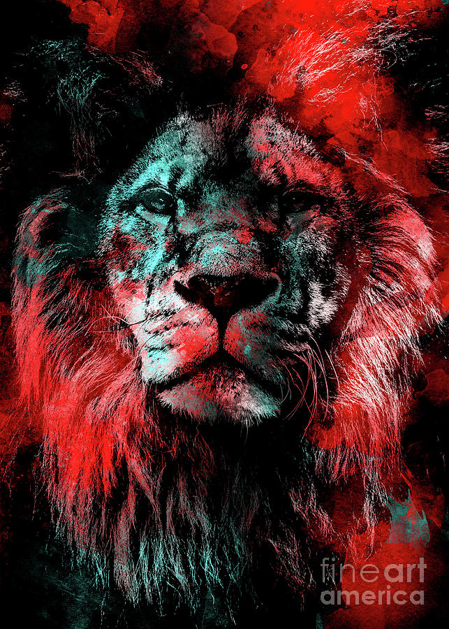 Lion wild cat #lion Mixed Media by Justyna Jaszke JBJart