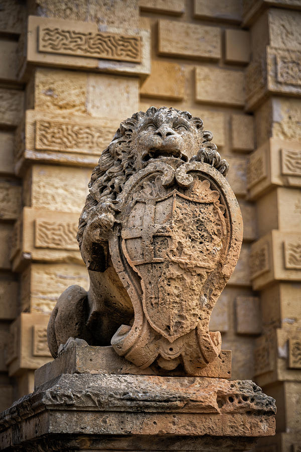 Lion With Coat of Arms at Mdina Gate in Malta Photograph by Artur Bogacki